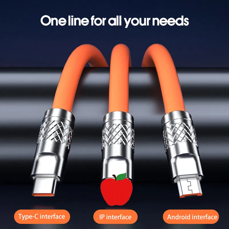 3 In 1 Super Fast Charge Type C Liquid Silicone Cable