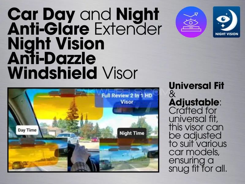 2 in 1 Car Anti-Glare Mirror Sun Visor Mirror Day and Night