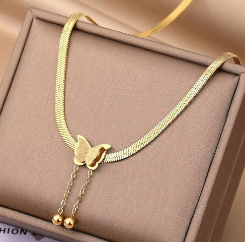 Tassel Butterfly Charms Snake Bone Chain