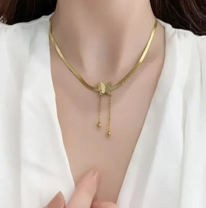 Tassel Butterfly Charms Snake Bone Chain