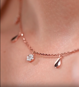 silver rose tuton & Water Drop necklace
