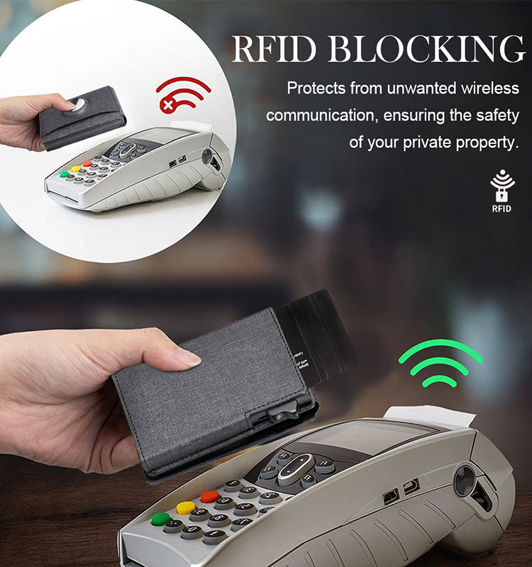 ✨ RFID Blocking Slim Pop-Up Card Holder Wallet