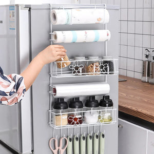 5-Tier Multi-Functional Storage Shelf For Hanging On The Fridge