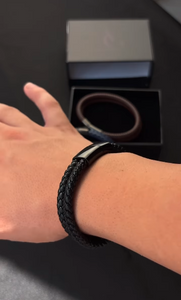 Men's Leather Bracelet with Magnetic Lock