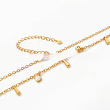 silver rose tuton & Water Drop necklace