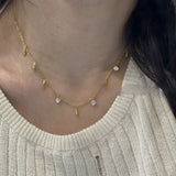 silver rose tuton & Water Drop necklace