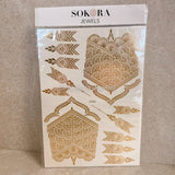 Golden Mehndi Stencils Pack of 2 With Different Designs (With Free Pack Of Cone Mehndi)