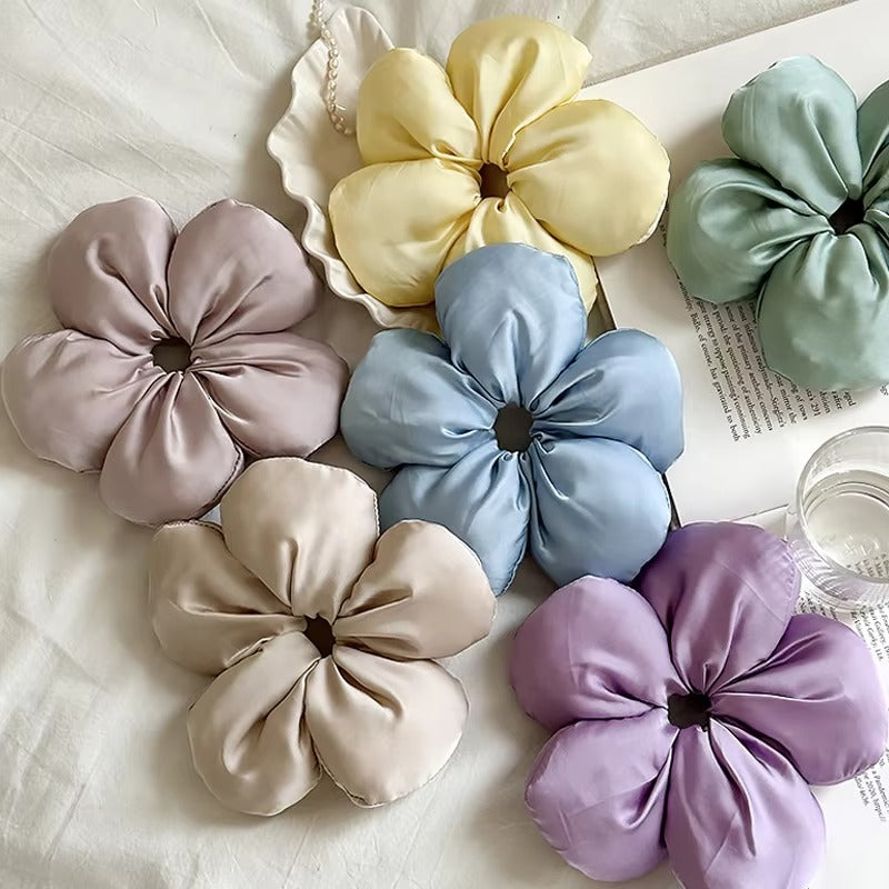 Korean Floral Design Elastic Satin Hairbands for Women