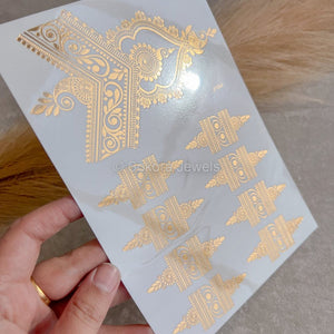Golden Mehndi Stencils Pack of 2 With Different Designs (With Free Pack Of Cone Mehndi)