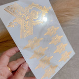 Golden Mehndi Stencils Pack of 2 With Different Designs (With Free Pack Of Cone Mehndi)