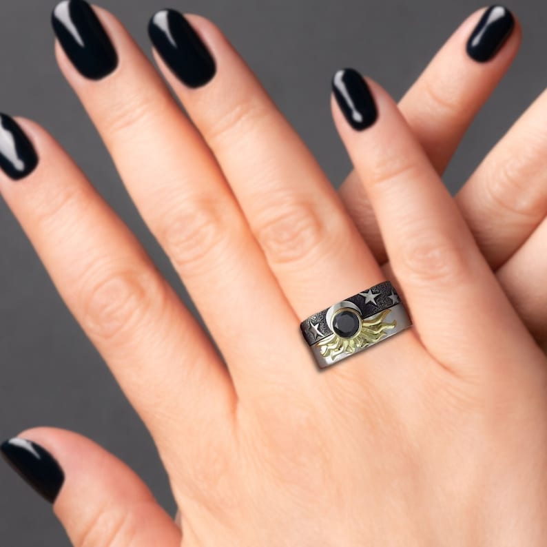 Star and Moon Ring Double Layer