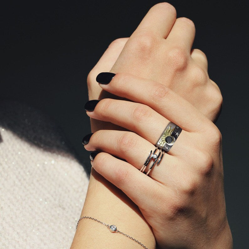 Star and Moon Ring Double Layer