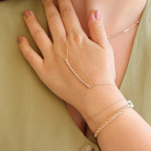 Gold Shiny Tennis Hand Chain Bracelet