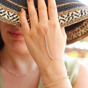 Gold Shiny Tennis Hand Chain Bracelet