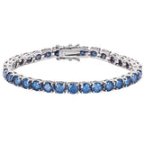 Vintage Sterling Silver & Rich Blue Topaz Tennis Bracelet