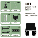 Ceiling or Wall Curtain Track- 20 Feet(Black）