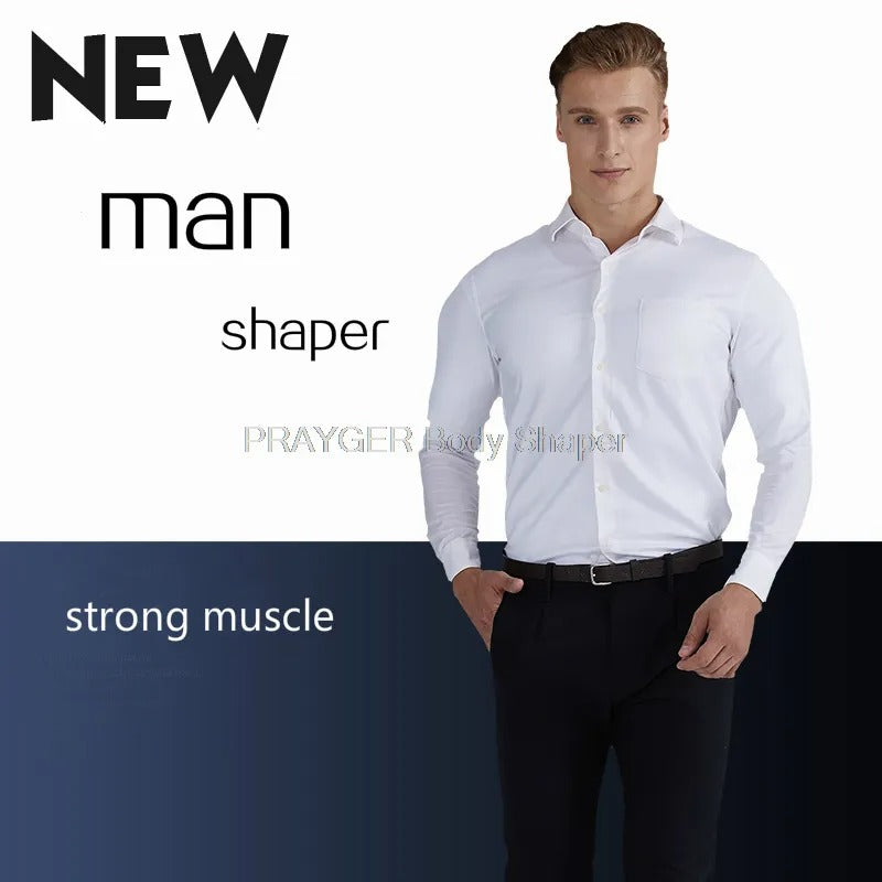 Men Shaper Muscle Chest Shoulders Padded Underwear Compression T-Shirts