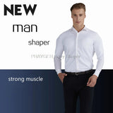Men Shaper Muscle Chest Shoulders Padded Underwear Compression T-Shirts