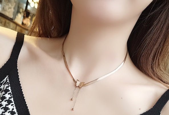 Tassel Butterfly Charms Snake Bone Chain