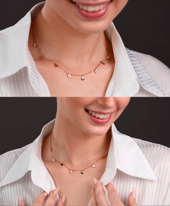 silver rose tuton & Water Drop necklace