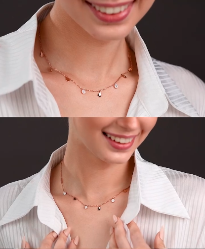 silver rose tuton & Water Drop necklace