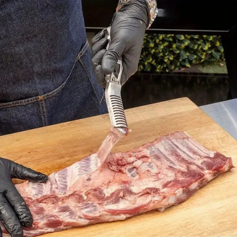 Rib Membrane Remover Kitchen Stainless Steel Tool for BBQ Rib Skin Removal