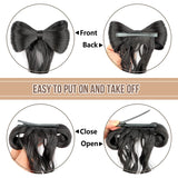 Bow Tie Half Tied Ponytail Wig For Women With Curled Hair Grabbing Clip