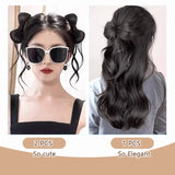 Bow Tie Half Tied Ponytail Wig For Women With Curled Hair Grabbing Clip