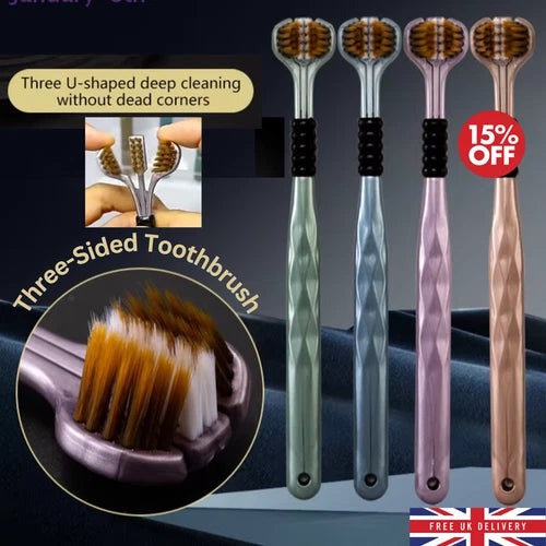 Triple Sided Toothbrush Triple Head Wrap Household Soft Bristles Cleaning Daily Sensory Toothbrush