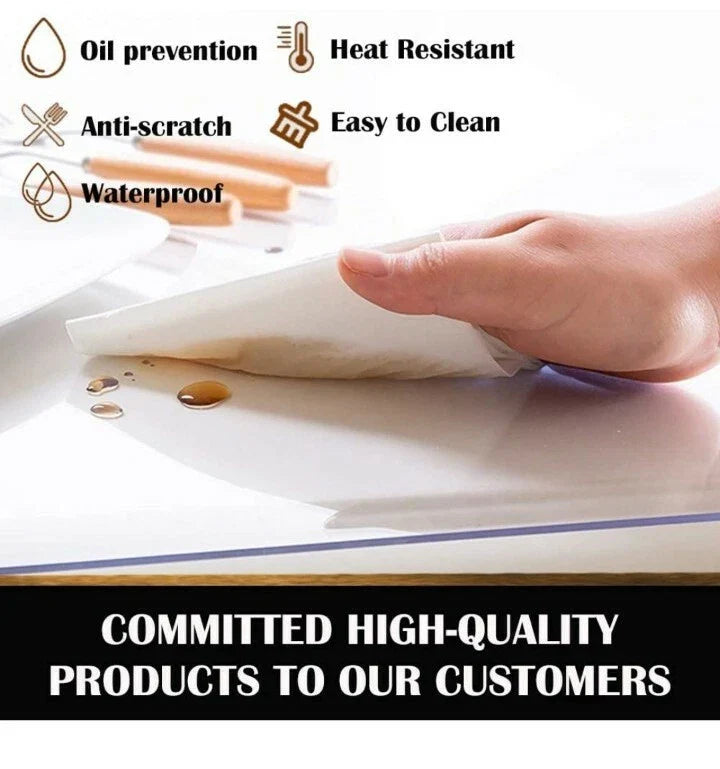 Clear Table Cover 1 mm PVC Tablecloth Waterproof Soft Glass 5x5 Feet
