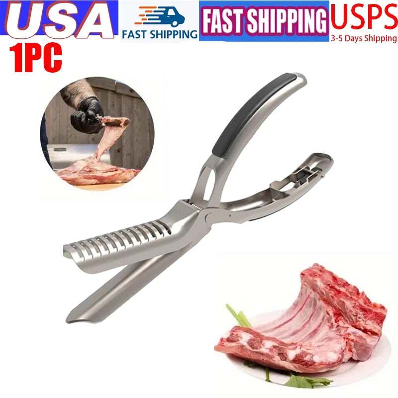 Rib Membrane Remover Kitchen Stainless Steel Tool for BBQ Rib Skin Removal