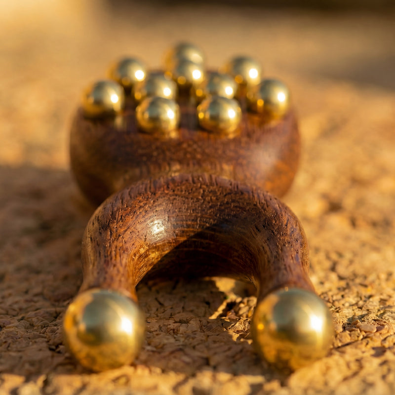 Wooden Facial Massage Tool with Brass Beads