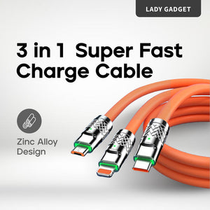 3 In 1 Super Fast Charge Type C Liquid Silicone Cable