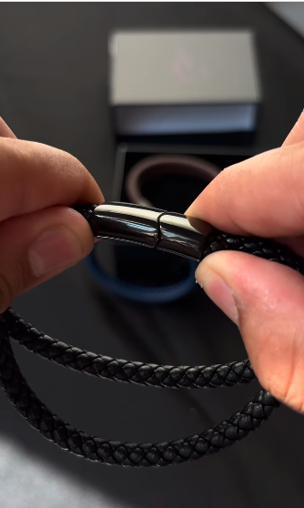 Men's Leather Bracelet with Magnetic Lock