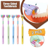 Triple Sided Toothbrush Triple Head Wrap Household Soft Bristles Cleaning Daily Sensory Toothbrush