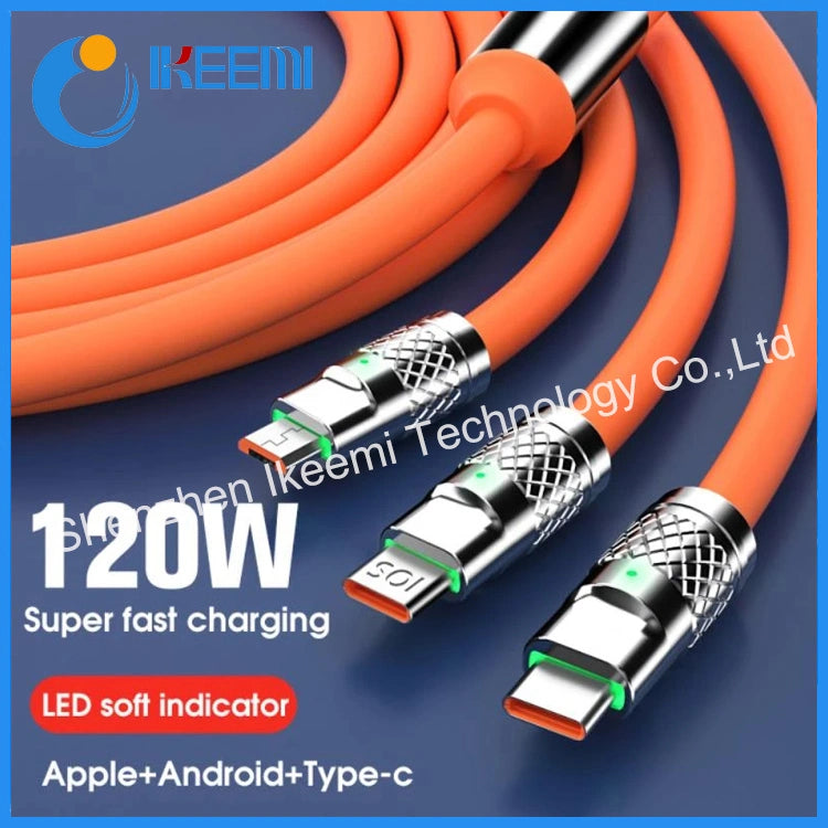 3 In 1 Super Fast Charge Type C Liquid Silicone Cable