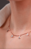 silver rose tuton & Water Drop necklace